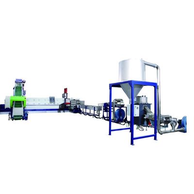 Máquina de reciclaje de pelletización de plástico horizontal Extrusora de tornillo único Máquina de extrusión de dos etapas